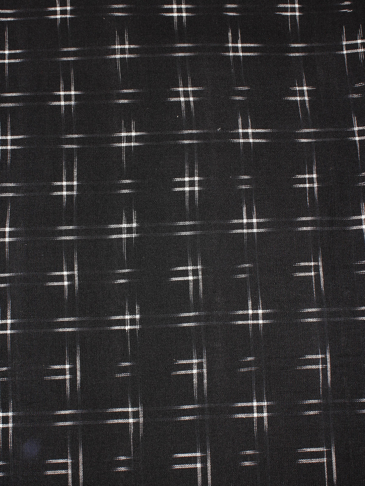 Black White Pochampally Hand Weaved Double Ikat Fabric Per Meter - F0916666
