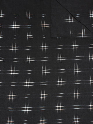 Black White Pochampally Hand Weaved Double Ikat Fabric Per Meter - F0916666