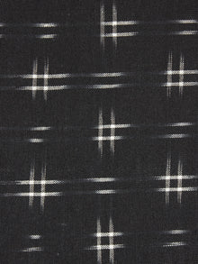 Black White Pochampally Hand Weaved Double Ikat Fabric Per Meter - F0916666