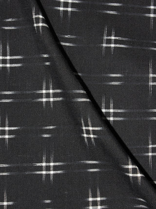 Black White Pochampally Hand Weaved Double Ikat Fabric Per Meter - F0916666