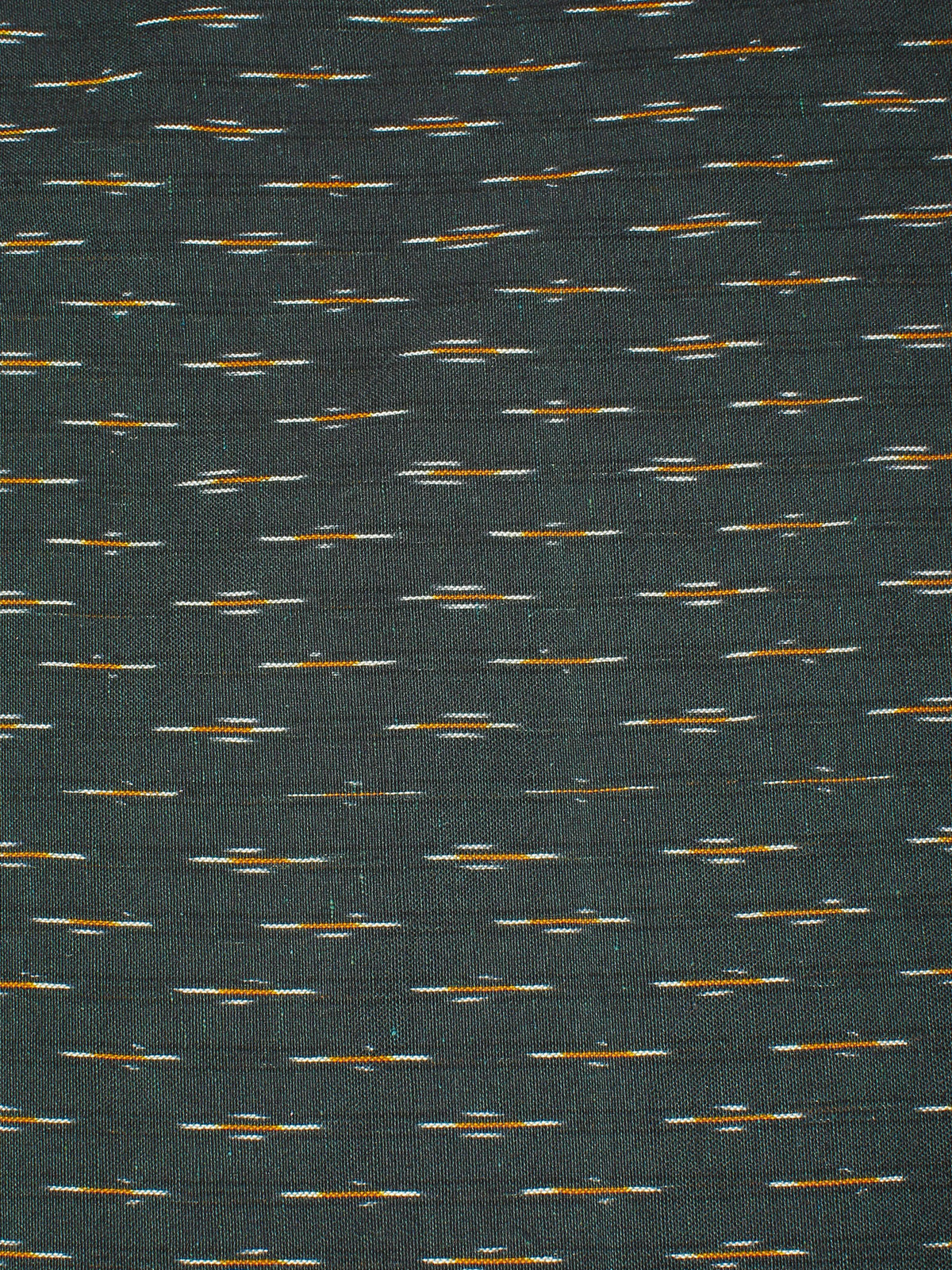 Charcoal Green Yellow White Pochampally Hand Weaved Ikat Fabric Per Meter - F0916667