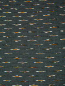 Charcoal Green Yellow White Pochampally Hand Weaved Ikat Fabric Per Meter - F0916667