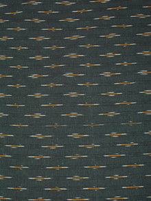 Charcoal Green Yellow White Pochampally Hand Weaved Ikat Fabric Per Meter - F0916667