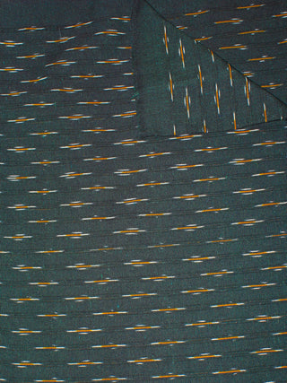 Charcoal Green Yellow White Pochampally Hand Weaved Ikat Fabric Per Meter - F0916667
