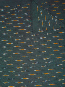 Charcoal Green Yellow White Pochampally Hand Weaved Ikat Fabric Per Meter - F0916667