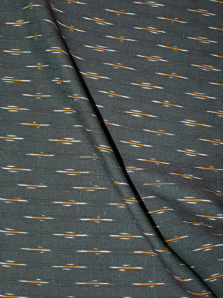 Charcoal Green Yellow White Pochampally Hand Weaved Ikat Fabric Per Meter - F0916667