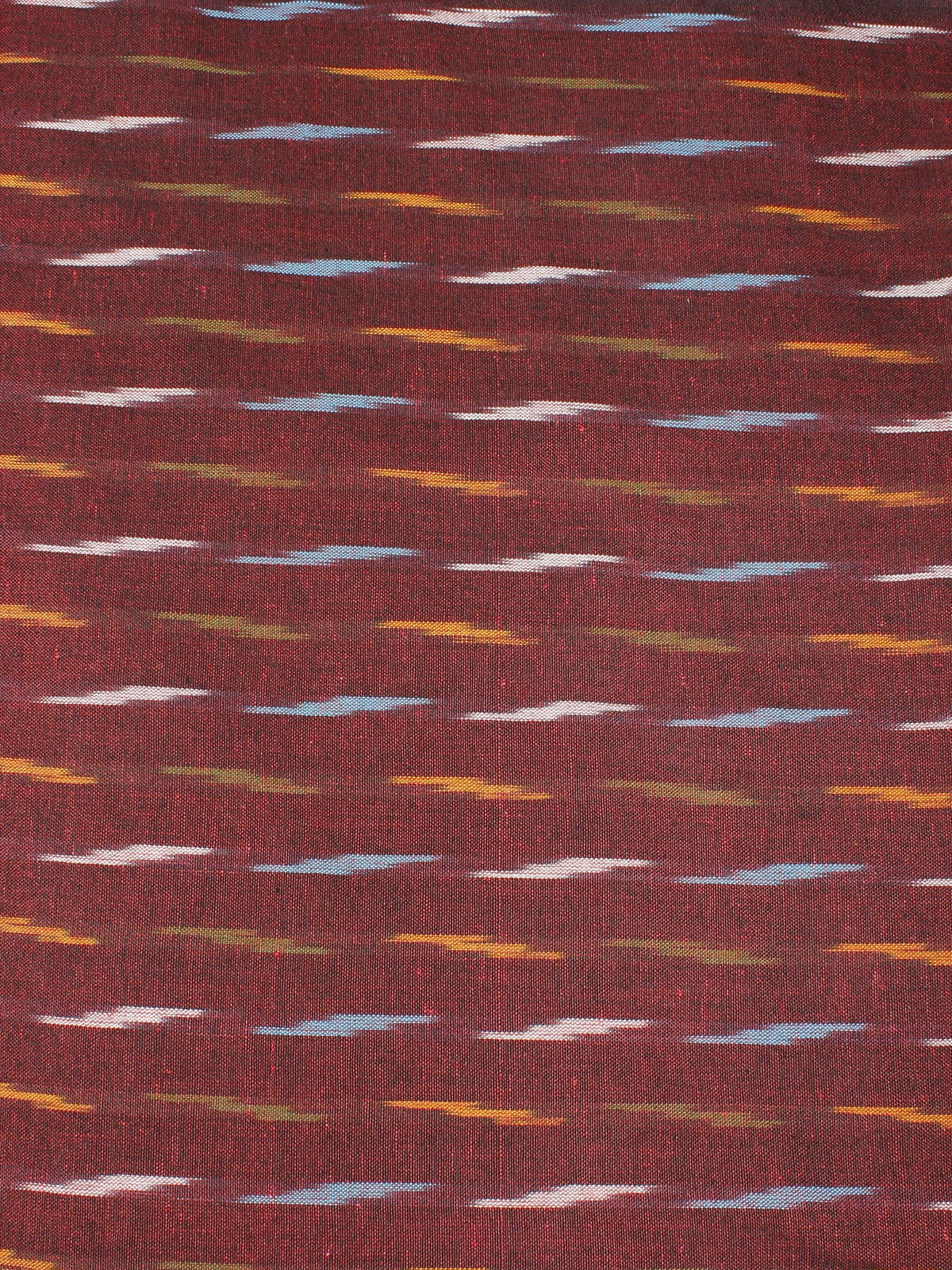 Maroon Multi Color Pochampally Hand Weaved Ikat Fabric Per Meter - F0916668