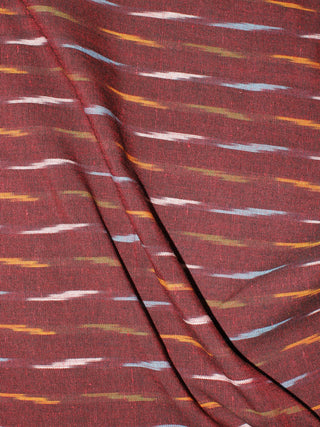 Maroon Multi Color Pochampally Hand Weaved Ikat Fabric Per Meter - F0916668