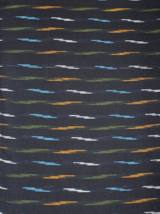 Black Multi Color Pochampally Hand Weaved Ikat Fabric Per Meter - F0916669