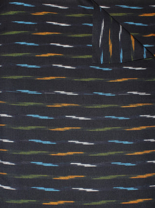 Black Multi Color Pochampally Hand Weaved Ikat Fabric Per Meter - F0916669