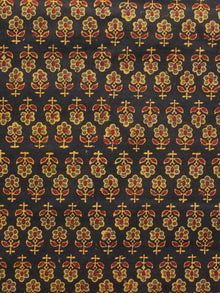 Black Maroon Green Orange Ajrakh Hand Block Printed Cotton Blouse Fabric - BPA089