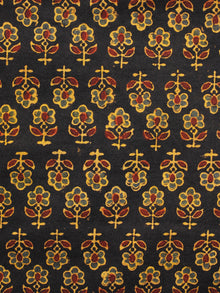 Black Maroon Green Orange Ajrakh Hand Block Printed Cotton Blouse Fabric - BPA089