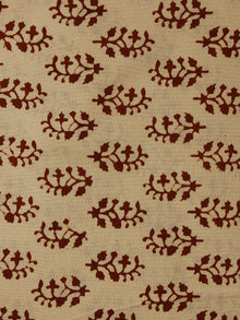 Beige Red Hand Block Printed Cotton  Cambric Fabric Per Meter - F0916064