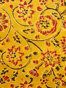 Mustard Red Black Ajrakh Hand Block Printed Cotton Fabric Per Meter - F003F1640