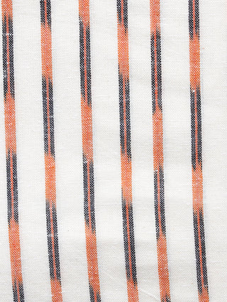White Black Coral Pochampally Hand Woven Ikat Cotton Fabric Per Meter - F002F1468