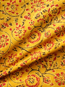 Mustard Red Black Ajrakh Hand Block Printed Cotton Fabric Per Meter - F003F1640