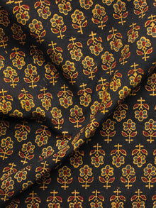 Black Maroon Green Orange Ajrakh Hand Block Printed Cotton Blouse Fabric - BPA089