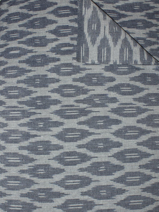 Grey White Pochampally Hand Weaved Ikat Fabric Per Meter - F0916670
