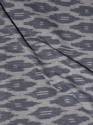 Grey White Pochampally Hand Weaved Ikat Fabric Per Meter - F0916670