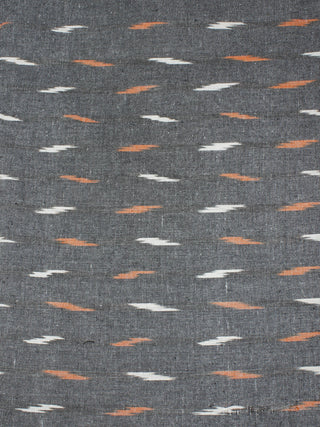 Grey White Orange Pochampally Hand Weaved Ikat Fabric Per Meter - F0916671