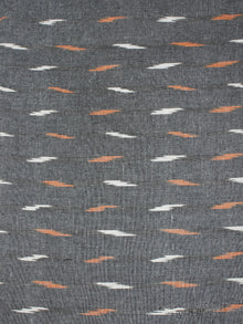 Grey White Orange Pochampally Hand Weaved Ikat Fabric Per Meter - F0916671
