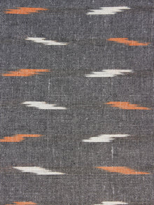 Grey White Orange Pochampally Hand Weaved Ikat Fabric Per Meter - F0916671