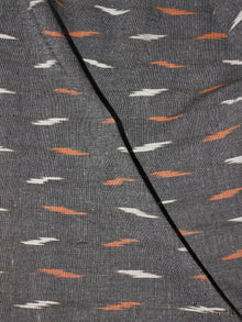 Grey White Orange Pochampally Hand Weaved Ikat Fabric Per Meter - F0916671
