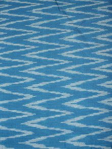 Azure Blue White Pochampally Hand Weaved Ikat Fabric Per Meter - F0916672