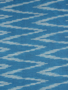 Azure Blue White Pochampally Hand Weaved Ikat Fabric Per Meter - F0916672