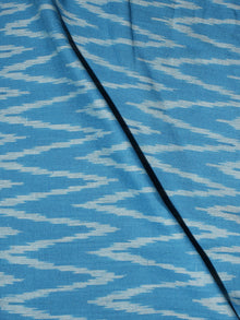 Azure Blue White Pochampally Hand Weaved Ikat Fabric Per Meter - F0916672