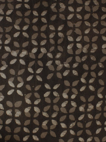 Brown Beige Hand Block Printed Cotton  Cambric Fabric Per Meter - F0916073