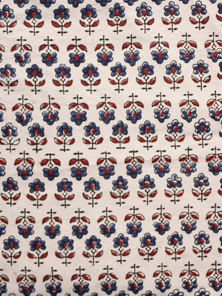 Baby Pink Maroon Blue Ajrakh Hand Block Printed Cotton Blouse Fabric - BPA090