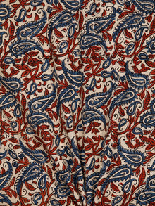Beige Red Black Blue Ajrakh Hand Block Printed Cotton Fabric Per Meter - F003F1801