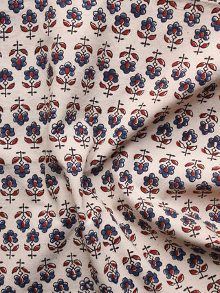 Baby Pink Maroon Blue Ajrakh Hand Block Printed Cotton Blouse Fabric - BPA090