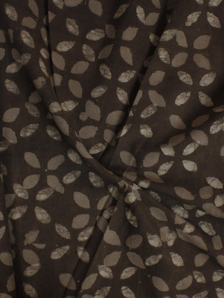 Brown Beige Hand Block Printed Cotton  Cambric Fabric Per Meter - F0916073