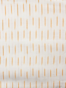 Ivory Mustard Yellow Hand Woven Ikat Handloom Cotton Fabric Per Meter - F002F1470
