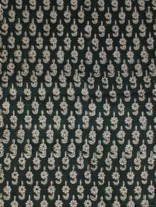 Bottle Green Ivory Ajrakh Hand Block Printed Cotton Fabric Per Meter - F003F2119