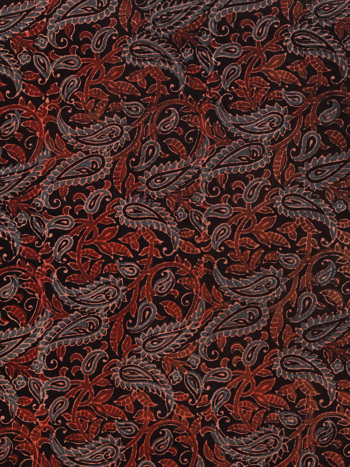 Black Rust Indigo Beige Ajrakh Hand Block Printed Cotton Fabric Per Meter - F003F1802