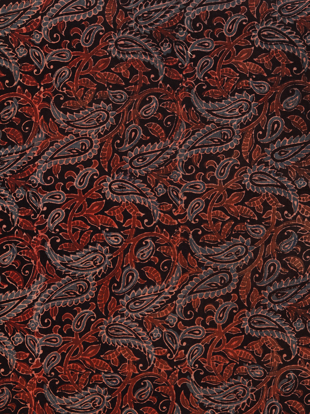 Black Rust Indigo Beige Ajrakh Hand Block Printed Cotton Fabric Per Meter - F003F1802
