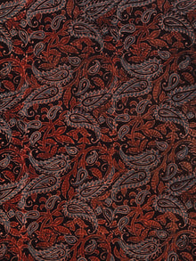 Black Rust Indigo Beige Ajrakh Hand Block Printed Cotton Fabric Per Meter - F003F1802