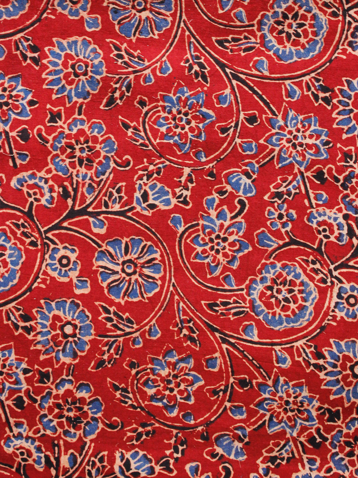 Rust Blue Black Ivory Ajrakh Hand Block Printed Cotton Fabric Per Meter - F003F1643