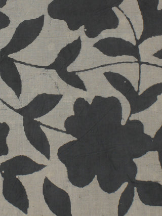 Grey Ivory Hand Block Printed Cotton  Cambric Fabric Per Meter - F0916075