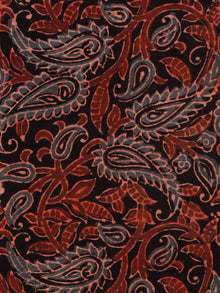Black Rust Indigo Beige Ajrakh Hand Block Printed Cotton Fabric Per Meter - F003F1802