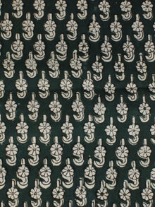 Bottle Green Ivory Ajrakh Hand Block Printed Cotton Fabric Per Meter - F003F2119