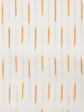 Ivory Mustard Yellow Hand Woven Ikat Handloom Cotton Fabric Per Meter - F002F1470