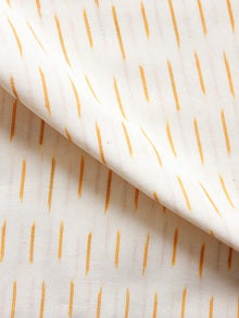 Ivory Mustard Yellow Hand Woven Ikat Handloom Cotton Fabric Per Meter - F002F1470