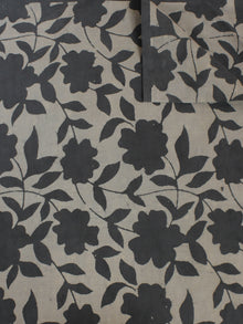 Grey Ivory Hand Block Printed Cotton  Cambric Fabric Per Meter - F0916075