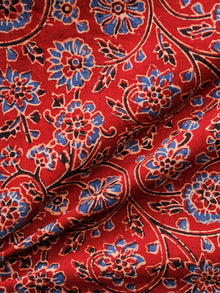 Rust Blue Black Ivory Ajrakh Hand Block Printed Cotton Fabric Per Meter - F003F1643