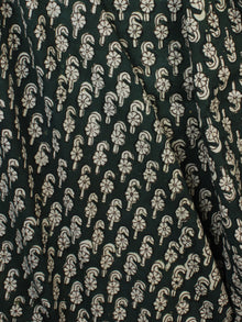 Bottle Green Ivory Ajrakh Hand Block Printed Cotton Fabric Per Meter - F003F2119