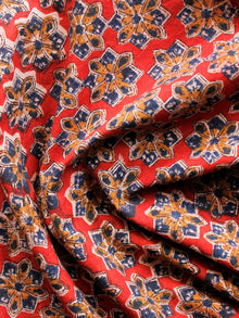 Red Orange Indigo Black Hand Block Printed Cotton Fabric Per Meter - F001F1398